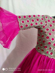 Hot pink Heavy Top With Net bottom And Garara