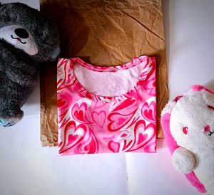 Pink Colour Summer Wearing Trending Korean Top