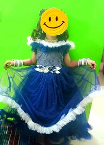 Royal Blue Tulle Dress Combo Set With Jewelar Se
