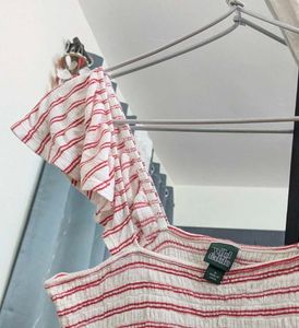 Striped Ruffle Crop Top