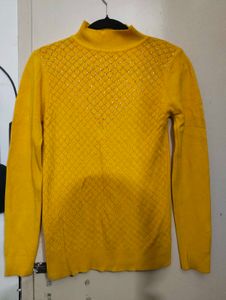 Yellow Knit Turtleneck Sweater