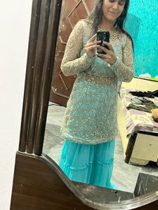 Beautiful Blue Sharara Set