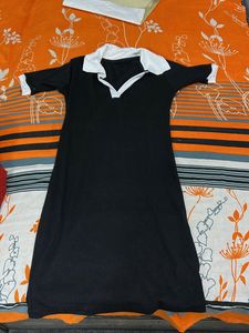 Black & White Collar Midi Dress