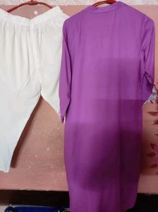 Lilac Embroidered Kurti Set