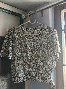 Leopard Print Wrap Top