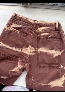 Brown Printed Denim