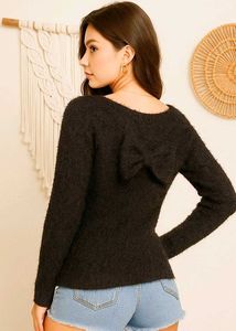 🎁Buy2 Get2 Free Pinterest Bow Fur Black Sweater (