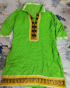 Lime Green Short Kurta And Patiala