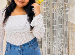 White Sheer Bell sleeves Top 🫶🏻✨