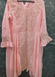 Pink Frock And Garara Set With Duptta