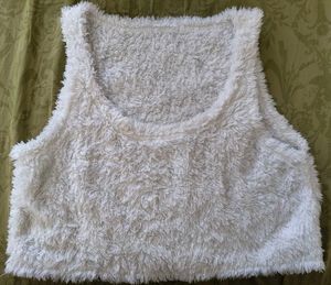 White Fuzzy Crop Tank Top