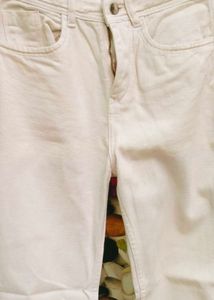 White straight leg jeans