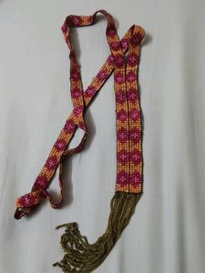 Boho Beaded Neckpiece with Chain Tassel