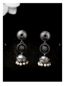 Voylla silver-toned Jhumka Earrings