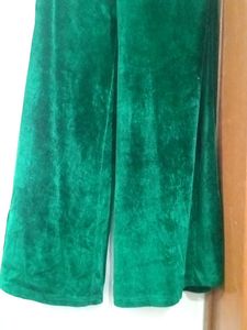 Emerald Green Velvet Palazzo Pants