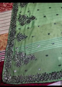 Green Embellished Saree