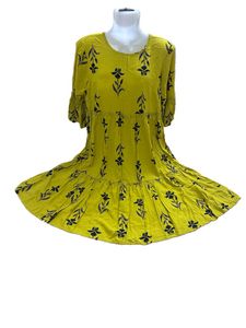 Yellow Floral Tiered Dress