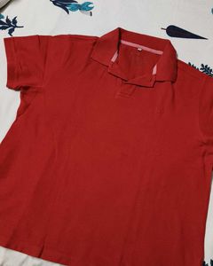 Women Red Cotton Classic Fit Polo Tshirt