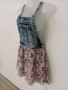 DENIM OVERALL BUTTERFLY DRESS