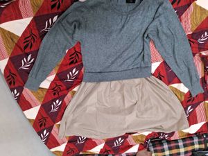 Gray &amp; Tan Sweater Dress