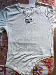 White Fitted Asymmetrical Top