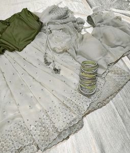 🪔Diwali New Designer Chiffon Saree - Fullset✨