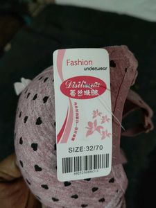 Pink Heart Print Bra