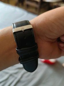 Black Strap  Watch With Oversize  Dial