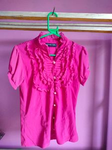 Trendy Woman Pink Ruffles Top