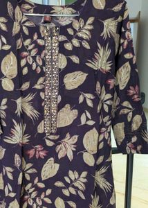 Floral Print Purple Kurta