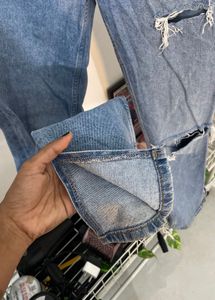 Ripped Straight Leg Jeans