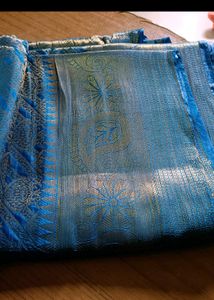 Blue and Gold Woven Fabric