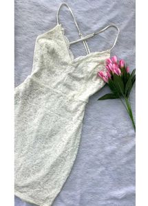 Off White Lace Mini Dress