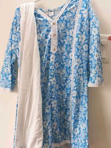 Sky Blue Kurta Set.(Kurti+Pant+Duppatta.)