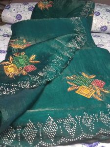 Elegant Green Embellished Saree
