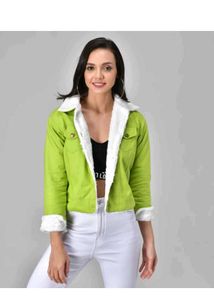 Trendy Green Faux Fur Jacket 💚