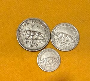 Set Of 3 Coins 1/4th, 1/2th N One Re