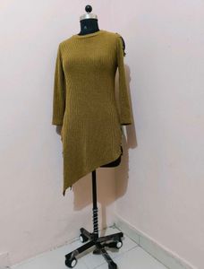 Wool Olive Cut Out Sleeve Dress 🔥