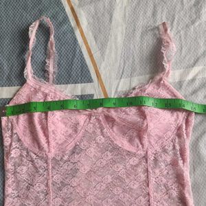 Pink Lace Cami Top Bust 30