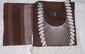 Brown Embroidered Kurta Set Without Use