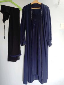 Navy Blue Abaya with Scarf Very Stylish