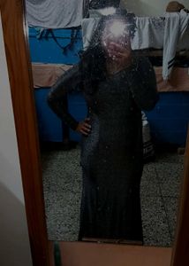 Sparkly Silver Midi Dress
