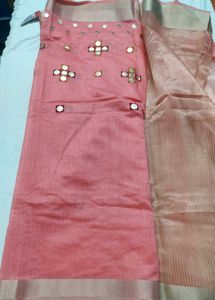 Peach Coloured Formal Saree