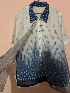 Shirt Peacock Feather Print