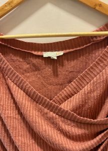 Wrap Front Long Sleeve Top