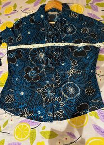 Floral Ruffle Front Shirt