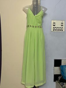 branded Lime Green Embellished Jumpsuit