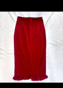 Red Ruffled Hem Skirt