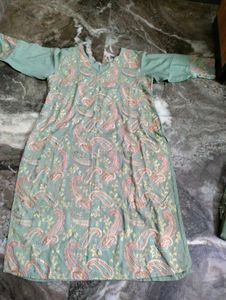 Nice Olive Colour Salwar Big Pant Long Dupatta