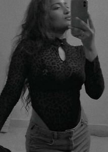 Black Leopard Printed High Neck Bodysuits